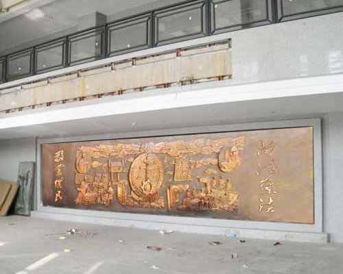 湖南双峰县某单位定做的9x2.3米大型锻铜浮雕