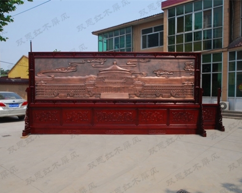 重庆某单位定制6米×2.78米大型紫铜浮雕屏风