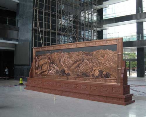 深圳某单位制作的大理石铜框屏风